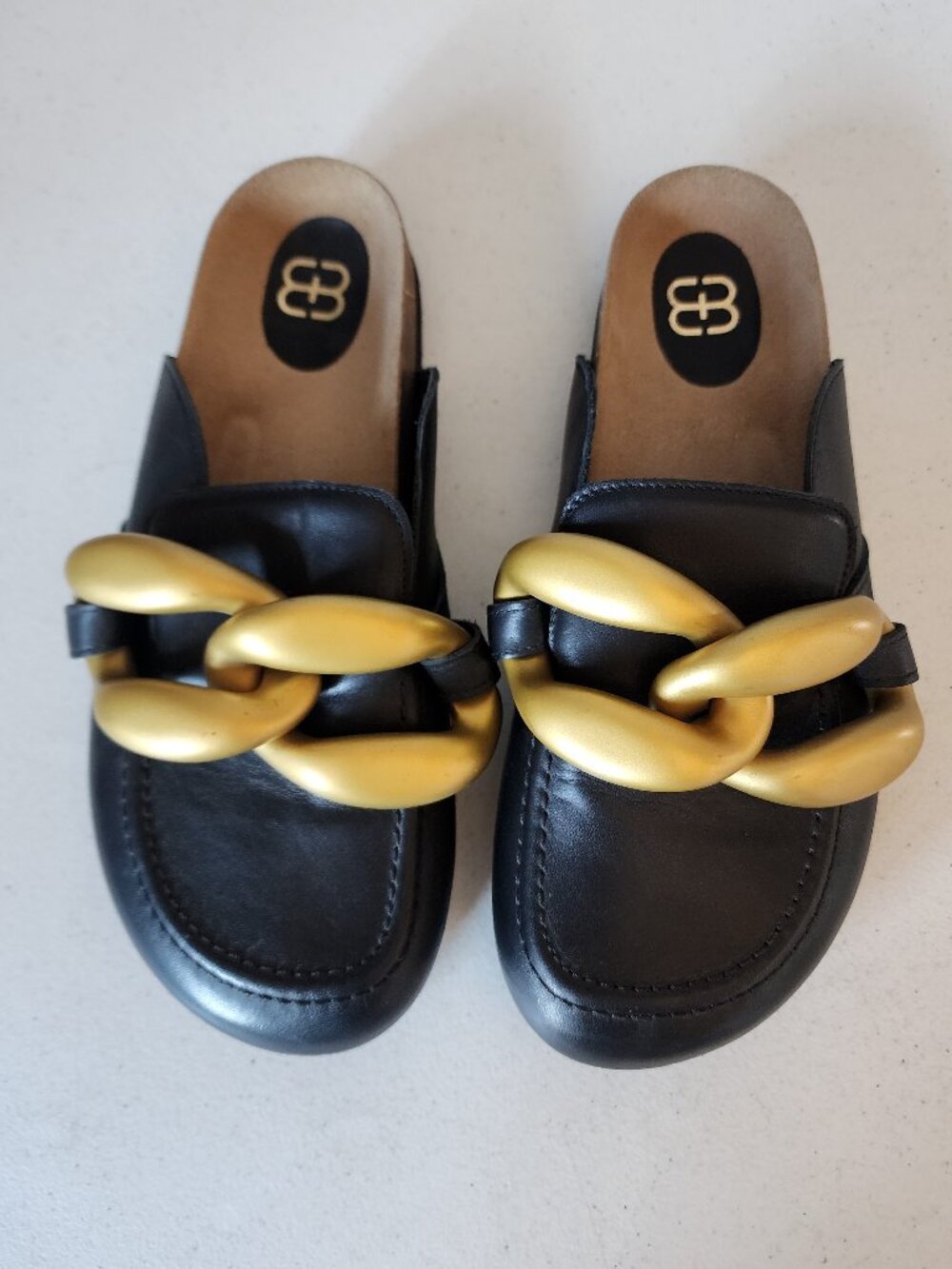 Large Link Leather Mules "NEW"